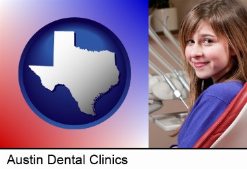a smiling dental clinic patient in Austin, TX
