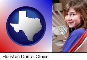 a smiling dental clinic patient in Houston, TX
