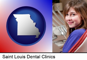 a smiling dental clinic patient in Saint Louis, MO